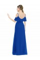 Cold Shoulder V-Neck Soft Chiffon Royal Blue Long High Low Bridesmaid Dress Adelaide