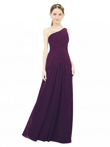 Sleeveless One Shoulder Chiffon Grape Long Bridal Party Dress / Evening Dress Adelaide