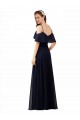 Sleeveless V-Neck Soft Chiffon Dark Navy Long Bridesmaid Dress Adelaide