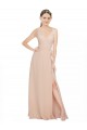 Sleeveless V-Neck Luxe Chiffon Pink Long Bridesmaid Dress / Evening Dress Adelaide