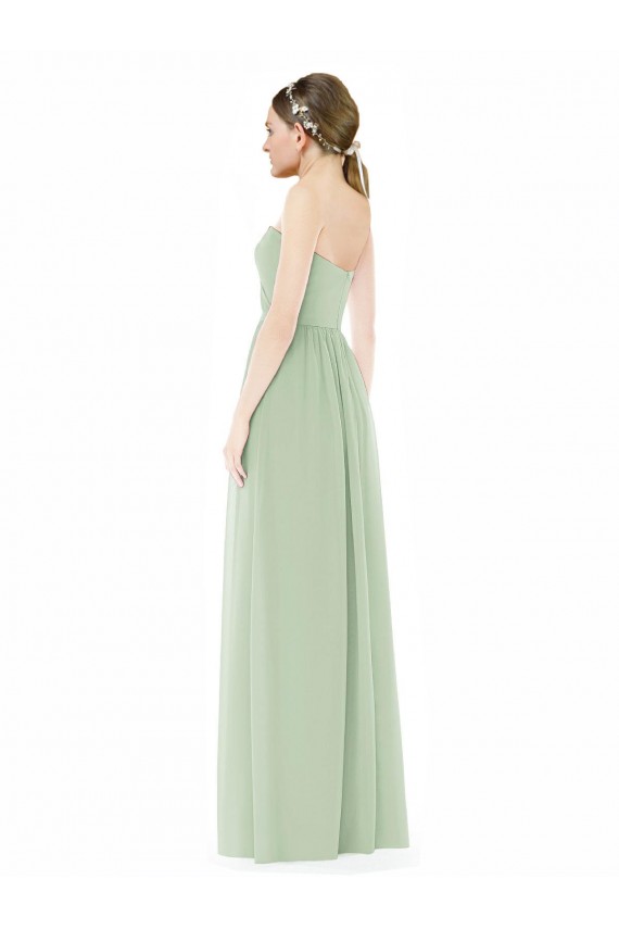 Sleeveless Strapless Soft Chiffon Sage Long Semi Formal Evening Dress / Bridesmaid Dress Adelaide