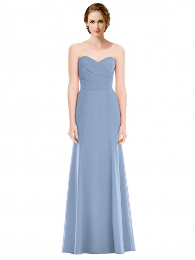 Sleeveless Strapless Soft Chiffon Dusty Blue Mermaid Long Bridesmaid Dress Adelaide