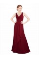 Sleeveless V-Neck Chiffon Burgundy Long Bridesmaid Dress / Evening Dress Adelaide