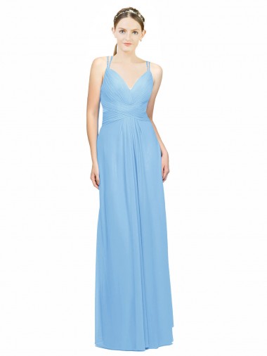 Sleeveless V-Neck Chiffon Periwinkle Long Bridesmaid Dress / Evening Dress Adelaide