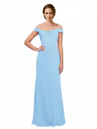 Sleeveless Spaghetti Straps Soft Chiffon Periwinkle Long Bridesmaid Dress Adelaide