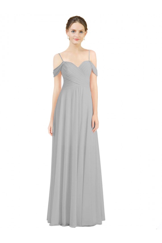 Sleeveless Sweetheart Lxue Chiffon Silver Long Bridesmaid Dress Adelaide