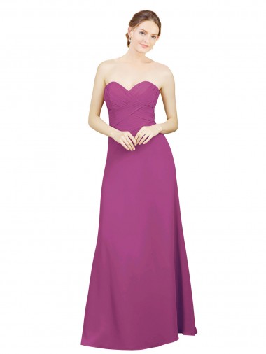 Sleeveless Sweetheart Soft Chiffon Wild Berry Long Bridesmaid Dress Adelaide
