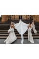 Sleeveless V-Neck Soft Chiffon Champagne Long Bridesmaid Dress Adelaide