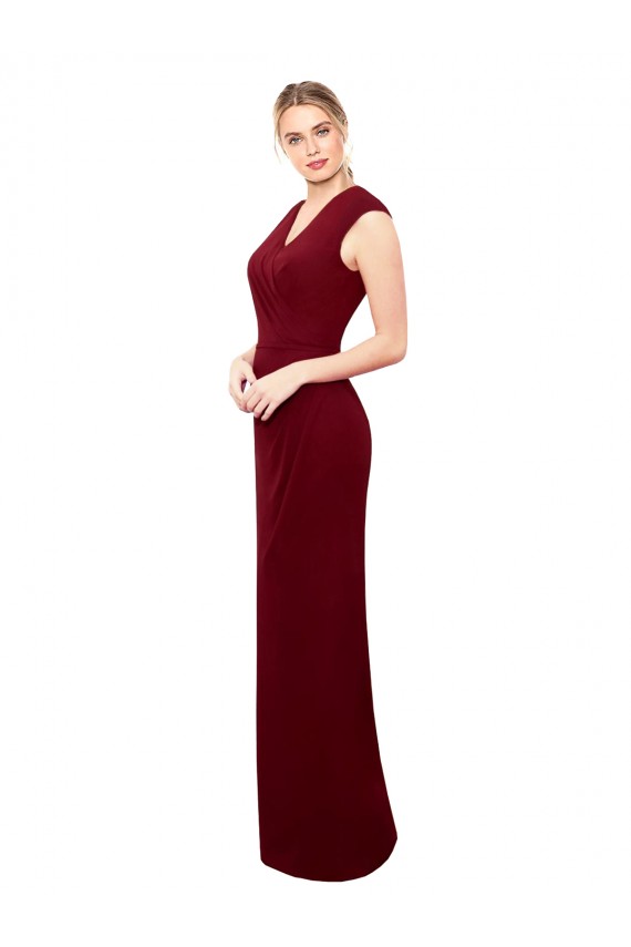 Sleeveless High Neck Soft Chiffon Burgundy Long Prom Dress / Bridesmaid Dress Adelaide