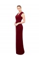 Sleeveless High Neck Soft Chiffon Burgundy Long Prom Dress / Bridesmaid Dress Adelaide