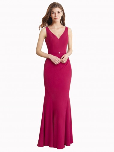 Sleeveless High Neck Soft Chiffon Red Long Prom Dress / Bridesmaid Dress Adelaide