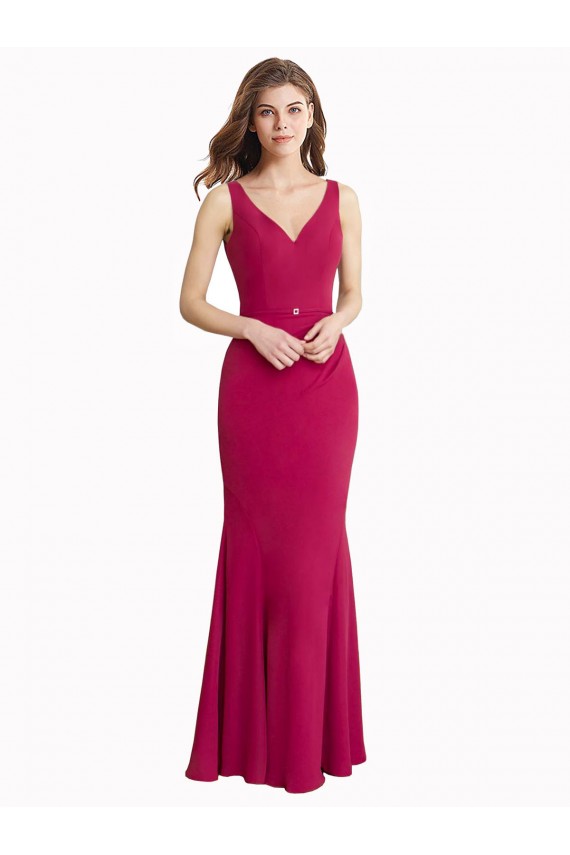 Sleeveless High Neck Soft Chiffon Red Long Prom Dress / Bridesmaid Dress Adelaide