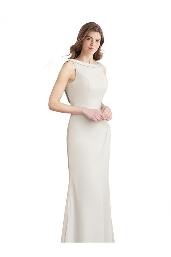 Sleeveless High Neck Soft Chiffon & Satin Long Bridesmaid Dress Adelaide