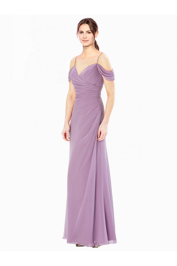 Sleeveless High Neck Soft Chiffon Sheath Long Bridesmaid Dress / Formal Dress Adelaide
