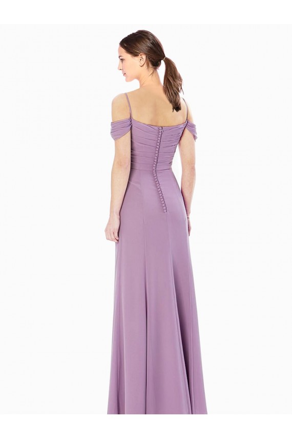 Sleeveless High Neck Soft Chiffon Sheath Long Bridesmaid Dress / Formal Dress Adelaide