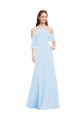 Cold Shoulder Halter Neck Soft Chiffon Light Sky Blue Long Formal Dress / Bridesmaid Dress Adelaide