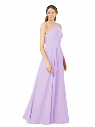 Sleeveless One Shoulder Soft Chiffon Lilac Long Formal Evening Gown / Bridesmaid Dress Adelaide