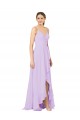 Sleeveless V-Neck Soft Chiffon Lilac Long High Low Bridesmaid Dress Adelaide