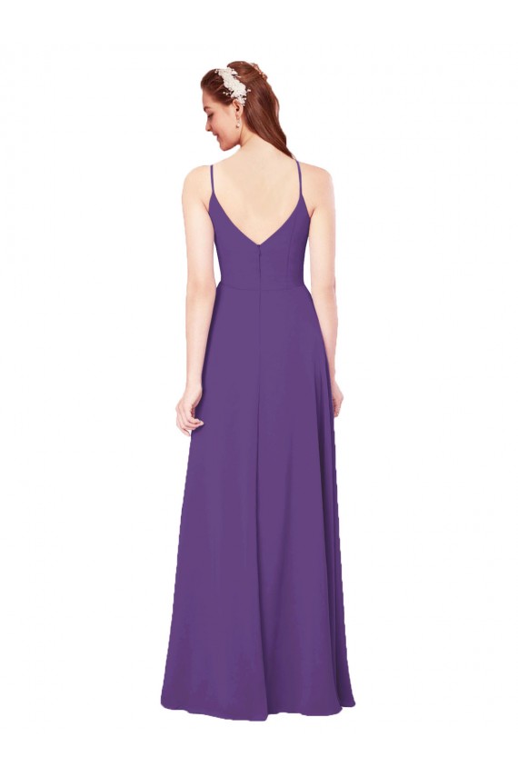 Sleeveless High Neck Soft Chiffon Plum Purple Long Bridesmaid Dress Adelaide