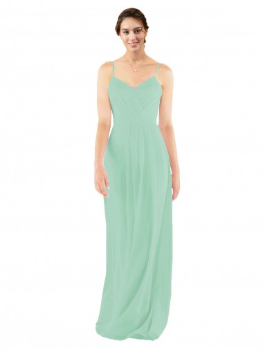 Sleeveless V-Neck Soft Chiffon Mint Green Long Bridesmaid Dress Adelaide
