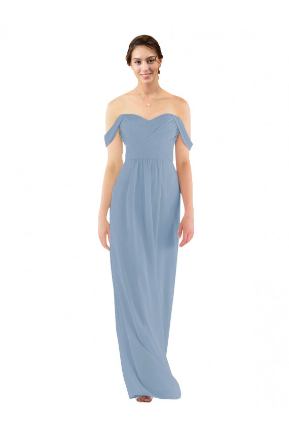 Sleeveless Sweetheart Soft Chiffon Dusty Blue Long Bridesmaid Dress Adelaide