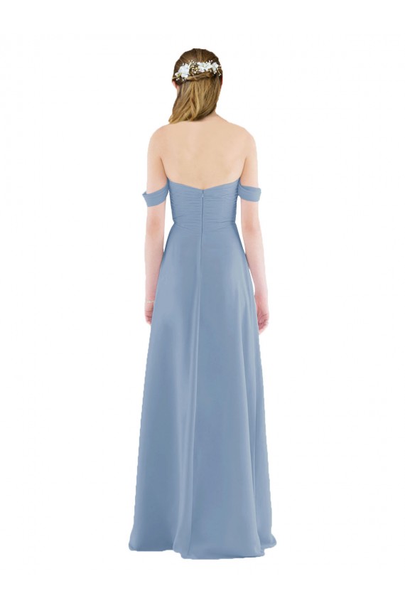 Sleeveless Sweetheart Soft Chiffon Dusty Blue Long Bridesmaid Dress Adelaide