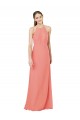 Sleeveless Halter Neck Soft Chiffon Desert Rose Long Bridesmaid Dress Adelaide
