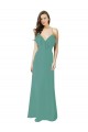 Sleeveless V-Neck Soft Chiffon Icelandic Silver Long Bridesmaid Gown Adelaide
