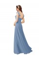 Cap Sleeves V-Neck Soft Chiffon Pink Long Bridesmaid Dress Adelaide