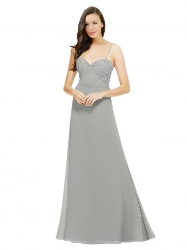 Sleeveless Sweetheart Chiffon Silver Long Bridesmaid Dress Adelaide