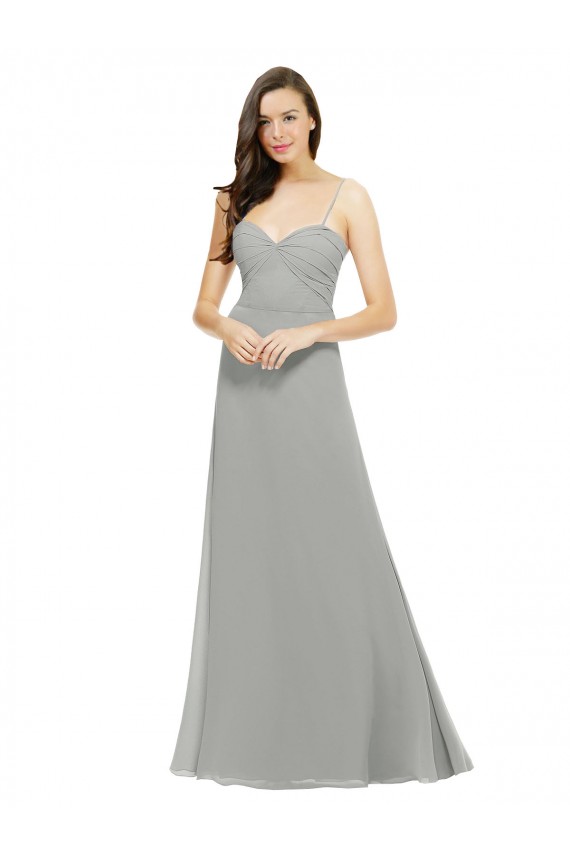 Sleeveless Sweetheart Chiffon Silver Long Bridesmaid Dress Adelaide