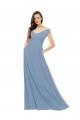 Sleeveless Off the Shoulder Chiffon Dusty Blue Long Bridesmaid Dress / Evening Gowns Adelaide