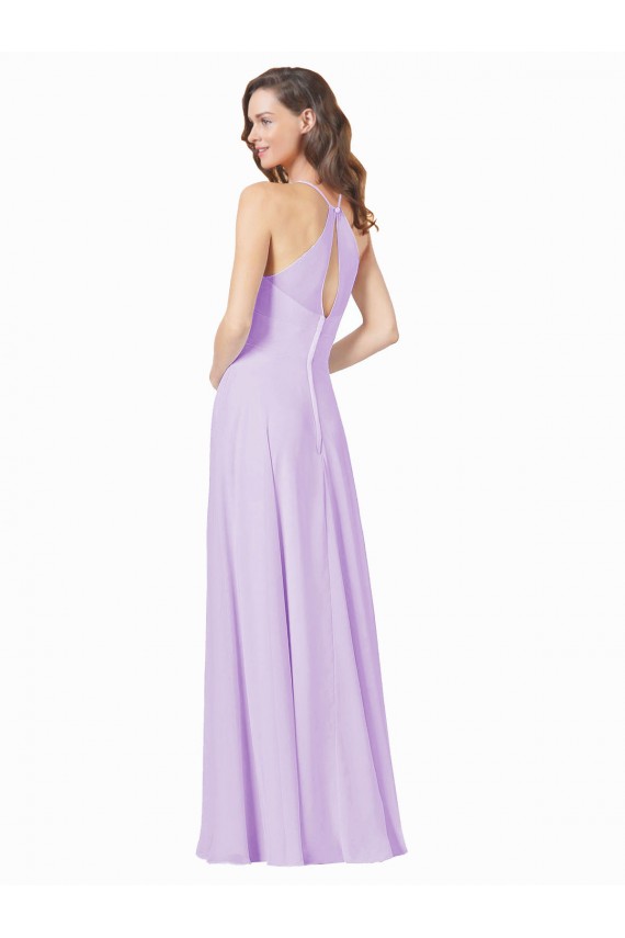 Sleeveless Square Neck Soft Chiffon Lilac Long Bridesmaid Gown Adelaide