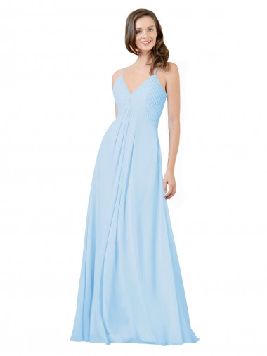 Sleeveless V-Neck Chiffon Light Sky Blue Long Formal Dress / Bridesmaid Dress Adelaide
