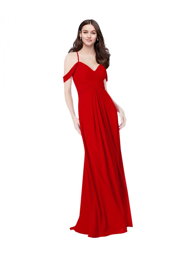 Sleeveless Sweetheart Soft Chiffon Dark Red Long Bridesmaid Dress Adelaide