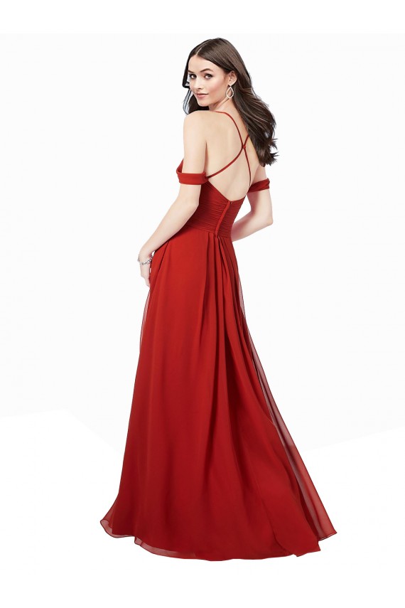 Sleeveless Sweetheart Soft Chiffon Dark Red Long Bridesmaid Dress Adelaide