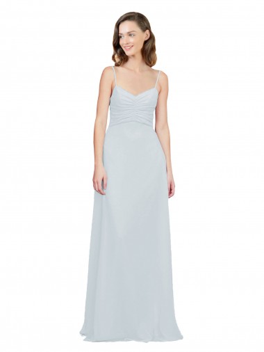 Sleeveless Spaghetti Straps Soft Chiffon Frost Long Bridesmaid Dress Adelaide