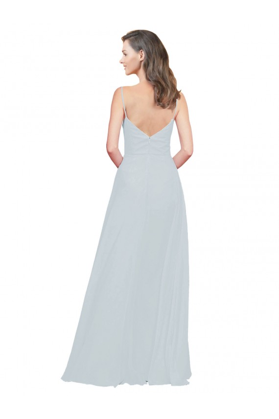 Sleeveless Spaghetti Straps Soft Chiffon Frost Long Bridesmaid Dress Adelaide