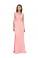Sleeveless V-Neck Soft Chiffon Salmon Long Bridesmaid Dress Adelaide