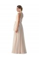 Sleeveless High Neck Soft Chiffon Cream Pink Long Bridesmaid Dress Adelaide