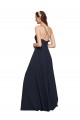 Sleeveless V-Neck Soft Chiffon Dark Navy Long Bridesmaid Dresses Adelaide