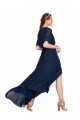 Flutter Sleeves V-Neck Soft Chiffon Dark Navy Long Bridesmaid Dress / Formal Dress Adelaide