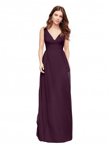Sleeveless V-Neck Chiffon Grape Long Evening Gowns / Bridesmaid Dresses Adelaide