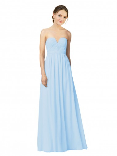 Sleeveless Strapless Soft Chiffon Light Sky Blue Long Formal Dress / Bridesmaid Dress Adelaide
