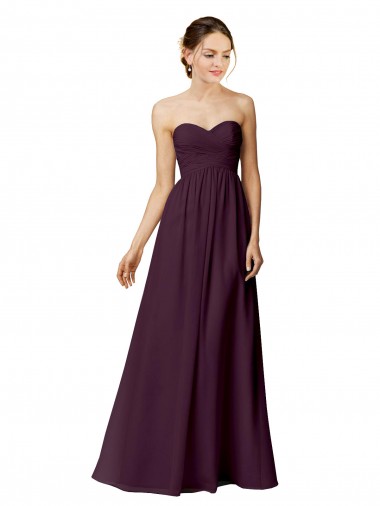Sleeveless Strapless Chiffon Grape Long Bridesmaid Dress / Evening Dress Adelaide
