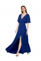 Flutter Sleeves V-Neck Chiffon Royal Blue Long Bridesmaid Dress / Evening Gowns Adelaide