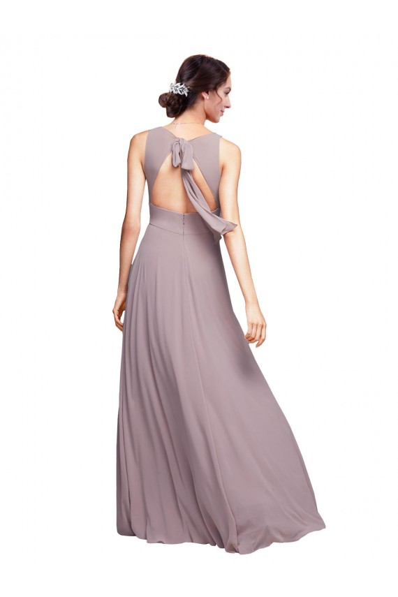 Sleeveless V-Neck Chiffon Dark Navy Long Wedding Guest Dress Adelaide