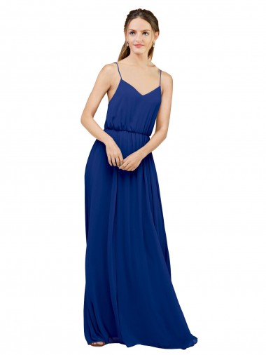 Sleeveless Sweetheart Chiffon Royal Blue Long Bridesmaid Dress / Evening Dress Adelaide