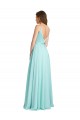 Sleeveless V-Neck Soft Chiffon & Satin Waterfall Long Bridesmaid Dress Adelaide