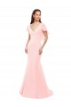 Flutter Sleeves V-Neck Soft Chiffon Pink Long Bridesmaid Dress Adelaide